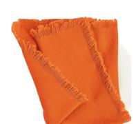 Pack of 2 Fabric Napkins 43 cm x 43 cm, Reusable Table Napkins with Fringes, Soft and Comfortable Napkins Fabric, Table Decoration for Cafe, Restaurant, Wedding, Christening, Communion, Dinner, Orange
