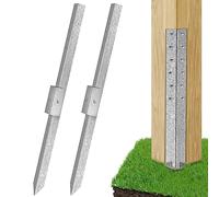 Pack of 2 Fence Post Repair - New Upgraded Fence Post Anchor Ground Spike for Repair Tilted/Broken Wood Fence Post, Easy to Install & Double Firm
