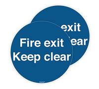 Pack of 2 Fire Action Sign Self Adhesive (200 x 200mm) Fire Exit Keep Clear Vinyl Stickers