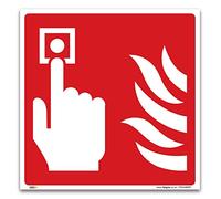 Pack of 2 Fire alarm Call Point Symbol Only Sign - 100x100mm 1mm Rigid Plastic Sign - Fire Action Safety Signs