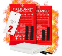 Pack Of 2 Fire Blanket Fiberglass Fire Emergency Rescue Shelter Flame Retardant Escape Survival Safety Cover 1.5x1.5m