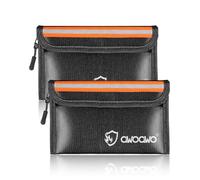 Pack of 2 Fireproof Bags with Reflective Strips, 20 x 13 cm, Practical Small Fireproof Money Bag for Documents, Cash and Valuables, 5200°F Heat-Resistant, Waterproof, Black