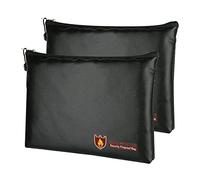 Pack of 2 Fireproof Document Wallets 34 x 25 cm, Waterproof Fireproof Bag, Safe Fireproof Banknote Storage, Large Capacity Briefcase for Documents / / Passport / Bank File and