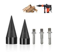 Pack of 2 Firewood Drills - Drill Cone Wood Splitter 42 mm & 32 mm Cone Splitter Splitting Drill Bit with 3 Drill Handles