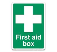 Pack of 2 First Aid Box Sign - A5 Self-adhesive Vinyl Sticker - Emergency Equipment Safety