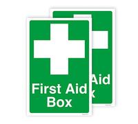 Pack of 2 First Aid Signs Self Adhesive Waterproof Vinyl 150mmx100mm V1128