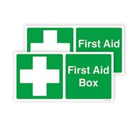 Pack of 2 First Aid Signs Self Adhesive Waterproof Vinyl First Aid Kit Signs 200mmx100mm V1131