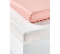 Pack of 2 Fitted Sheets in Recycled Cotton for Children pale pink
