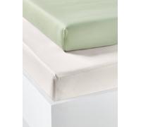 Pack of 2 Fitted Sheets in Recycled Cotton for Children sage green