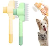 Pack of 2 Flea Combs for Cats, Self-Cleaning Flea Comb, Fur Flash Brush Cat, Multifunctional Cat Brush with Release Button, Cat Comb, Fur Flash Brush for Short and Long Hair