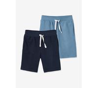 Pack of 2 Fleece Bermuda Shorts for Boys dark blue