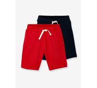 Pack of 2 Fleece Bermuda Shorts for Boys red