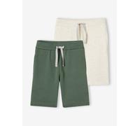 Pack of 2 Fleece Bermuda Shorts for Boys sage green