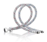 Pack of 2 Flex Hose 3/8 Inch Braided Stainless Steel Connection Hose Reinforced Hose 60 cm Flex Hose Extension G3/8 x M10 for Tap Mixer Tap