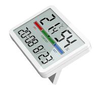 Pack of 2 Flexible Placement Electronic Clock Thermometers Hygrometer Featuring Stand Back Wall Mount Option for Installation Nursery Thermo