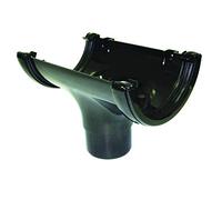 Pack of 2 - FLOPLAST 112mm Half Round Gutter Running Outlet - Black
