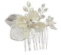 Pack of 2 Flower Leaf Hair Comb Bridal Headpiece Comb Wedding Hair Combs Women's Hair Side Combs Alloy Headpiece Hair Comb Clips Bridal Jewellery Hair Accessories for Women and Girls, Silver