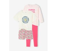 Pack of 2 Flower Power Basics Pyjamas for Girls fuchsia