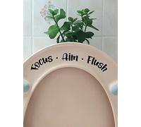 Pack of 2 Focus Aim Flush Cute Funny Toilet Seat/Lid Sticker - Bathroom Décor (Black)