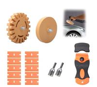 Pack of 2 foil eraser sticker remover car rubber eraser disc with adapter, adhesive removal blade and 10 plastic blades, for professional removal of foils and adhesive residues on the vehicle