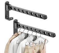 Pack of 2 Foldable Clothes Hooks, Aluminium Clothes Rail, Wall Mounted, 90° Rotating Clothes Hooks, Wall, Wall Clothes Rack with Mounting Screw, Wall Hooks, Folding Hooks for Balcony, Laundry Room, 8