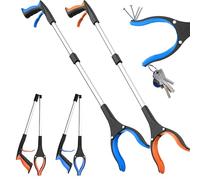 Pack of 2 Foldable Grabber Tongs with Magnet, 83 cm Long with Magnetic Tip and Non-Slip Handle, 360° Rotating Head, Foldable Rubbish Tongs Grabber for Seniors