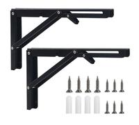Pack of 2 Folding Console Heavy Duty Hinges Foldable 200 mm Folding Hinge with Lock Folding Shelf Brackets 90 Degree Metal Folding Angle Shelf Support for Kitchen Office Table Folding Table Wall Shelf