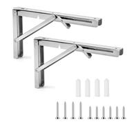 Pack of 2 Folding Console Heavy Duty Hinges Foldable 300 mm Folding Hinge with Lock Stainless Steel Folding Shelf Brackets 90 Degree Metal Folding Angle Shelf Support for Table Folding Table Wall