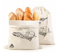 (Pack of 2) Food-Safe TPU Lining Linen Bread bags 44x35 cm, Eco-Friendly Reusable Bread Storage Bag, Keeps Bread Fresh Longer, Non-Toxic Bread Bag for Homemade & Sourdough