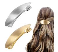 Pack of 2 French Hair Clips Women's Hair Clip Oval Barrette Metal Bun Hair Clip Hair Clip Minimalist Barrette Hair Accessories Decorative Hair Accessories for Women Girls