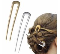 Pack of 2 French Hair Pins, French Hair Pins, Hair Fork, Metal Hair Pins, Large, French Twist Hair Pins, Bobby Pins, Hair Accessories for Hair Accessory Women, Shaped Hair Sticks, U-Shaped Hair Clip