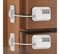 Pack of 2 Fridge Lock with Code, Fridge Lock No Drilling, Child Lock Upgraded with Password, Code Fridge Lock for Freezer, Cupboards, Drawers, Windows