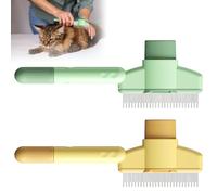 Pack of 2 Fur Flash Brush Cat with Release Button and Flea Comb, for Removing Matted Fur, Suitable for Long and Short Haired Pets, Cat Flea Comb, Pet Hair Removal Comb