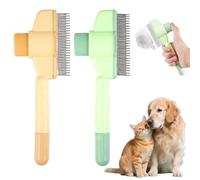 Pack of 2 Fur Flash Brush, Fur Flash Brush Cats, Self-Cleaning Cat Comb, Fur Flash Brush Cat, Self-Cleaning Flea Comb for Pets with Release Button for Dogs, Cats and Birds