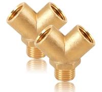 Pack of 2 G1/4 Inch Brass Y Distributor, 1/4 Inch Brass Water Connection Distributor, DN8 Distributor Water Fitting Female x Female x Female x Female x AG for Hot and Cold Water Supply, Drinking Water