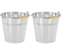 Pack of 2 Galvanised Metal Buckets - 10 Litre Vintage Zinc Pails with Handles for Garden, Cleaning, Coal, Ash, Planters, Storage, Ice Drinks, Rustic Decor