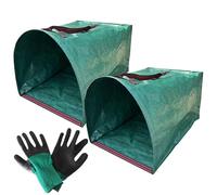 Pack of 2 Garden Bags Leaf Bags Garden Waste Bags Garden Bags Leaf Bags Green Cutting Bags with Gloves for Garden Waste Green Cuttings Leaf Collection Outdoor Lawn Surface