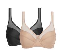 Pack of 2 Generous Full Cup Bras black + skintone