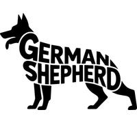 Pack of 2 German Shepherd Words Silhouette Fun Waterproof Sticker - Decals for Car Bumpers, Laptops, Mirrors, Windows - Gift for Dog Lovers (Black, 15cm x 10.5cm (5.9" x 4.1"))