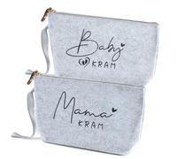 Pack of 2 Gifts for Expectant Mother, Felt Cosmetic Bag, Baby Birth Gift, gray, Light grey