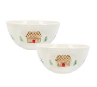 Pack of 2 Gingerbread House Stoneware Bowl | Christmas Snack Nibbles Bowl | Festive Serving Dish Christmas Serving Bowl Xmas Bowl - 12cm