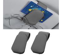 Pack of 2 Glasses Holders for Car Sun Visor, Glasses Holder for Car, Sunglasses Holder, Magnetic Car Visor Glasses Holder, Sunglasses Holder/Ticket Card Clip (Elegant Grey)
