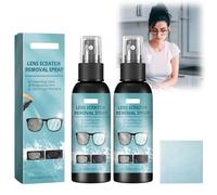 Pack of 2 Glasses Lens Repair Spray, 100 ml Repair Spray, Fingerprints Lens Removal Scratches Spray, Lens Scratch Remover Spray, Lens Scratch Remover (Glasses Cloth)
