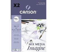 Pack of 2 Glued Blocks, A2, 50 Leaves, Canson Mix Media Imagine, Fine Grain 200g
