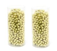 Pack Of 2 Gold Christmas Tree Bead Chain | Traditional Christmas Hanging Bead Garland Decoration | Christmas Bead String Chain 7.5m