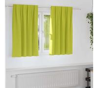 Pack of 2 Green Blackout Curtains with Rings 140 x 140 cm Polyester 80%-90% Light Blocking Versatile Hanging with Eyelets, Loops and Ruffle Tape