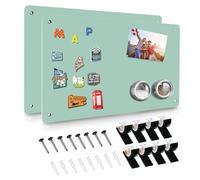 Pack of 2 Green Magnetic Boards 44.5 x 29 cm for displaying magnetic notes, poems, photos, suitable for walls, fridges, cupboards etc. Comes with 4 double closing ribbons and