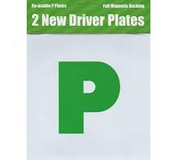 Pack of 2 Green 'P' Plates for New Provisional Drivers - Full Magnetic Backing (not just magnetic strips).