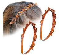 Pack of 2 Hair Bands with Clips, Hair Hoop Women, Double Bangs Hairstyle Plastic Braided Hair Band Clip, Double Blanket Hair Band Women, Children Girls Headband Hair Bands Hair Accessories Fascinator