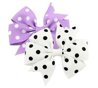 Pack of 2 Hair Bows Girls Headband Hair Clip Hair Band Baby Girl Headband Newborn Toddler Hair Bans Alligator Hair Clip with Bow Accessories (Purple and White)
